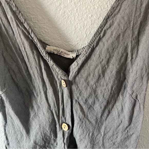 Viola Borghi Gray Linen Button Up Sleeveless Midi Tank Dress Women's Size Small - Picture 2 of 4